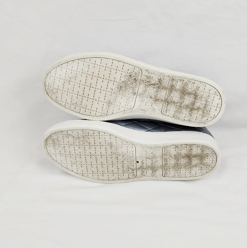 DKNY Grey Quilted Leather Lace Up Sneakers